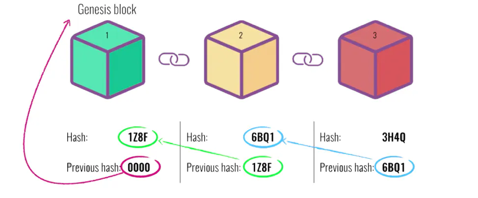 Blockchain created through connecting blocks